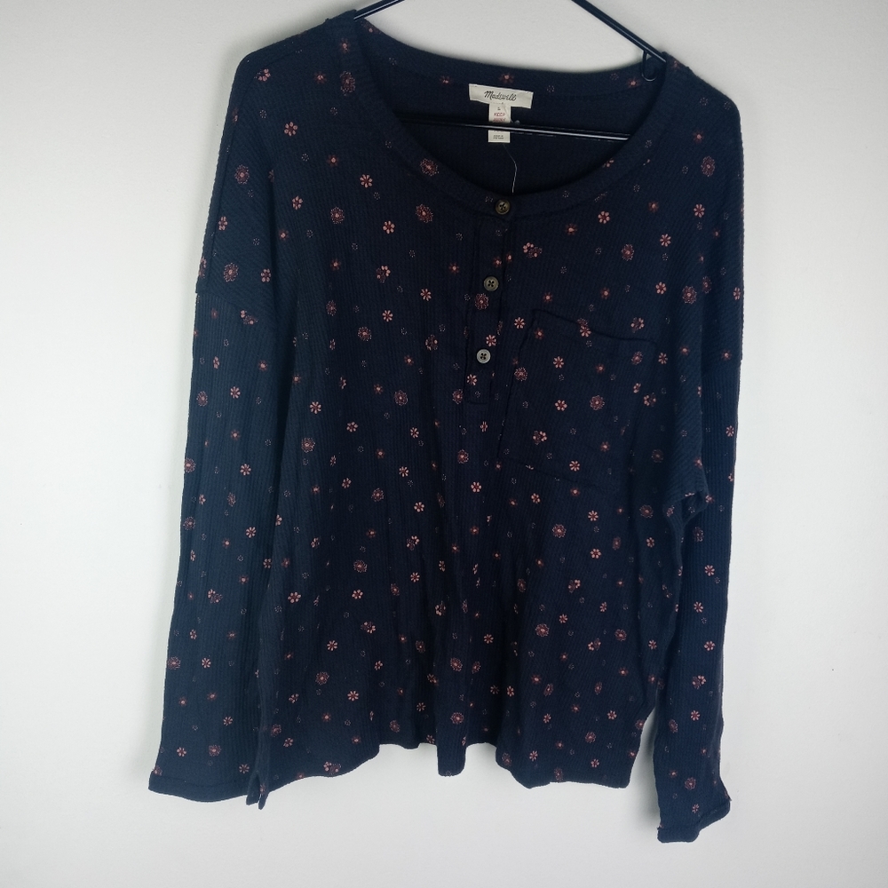 Madewell Waffle Knit Henley Pajama Top Size L